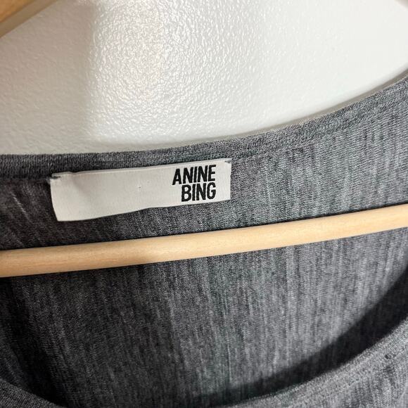 Anine Bing Womens Wool Blend Long Sleeve Mini Dress M Gray Belted Tie Waist - Picture 6 of 10